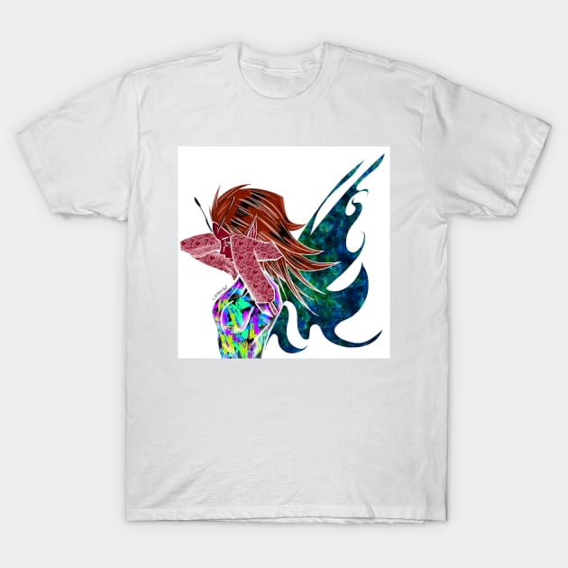 crimson fairy in ecopop mandala art T-Shirt by jorge_lebeau